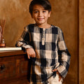 The Nusantara Collection Boy Long Sleeve Kurta Checked Navy - Umbi