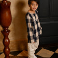 The Nusantara Collection Boy Long Sleeve Kurta Checked Navy - Umbi