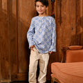 The Nusantara Collection Boy Long Sleeve Kurta Siang Print - Umbi