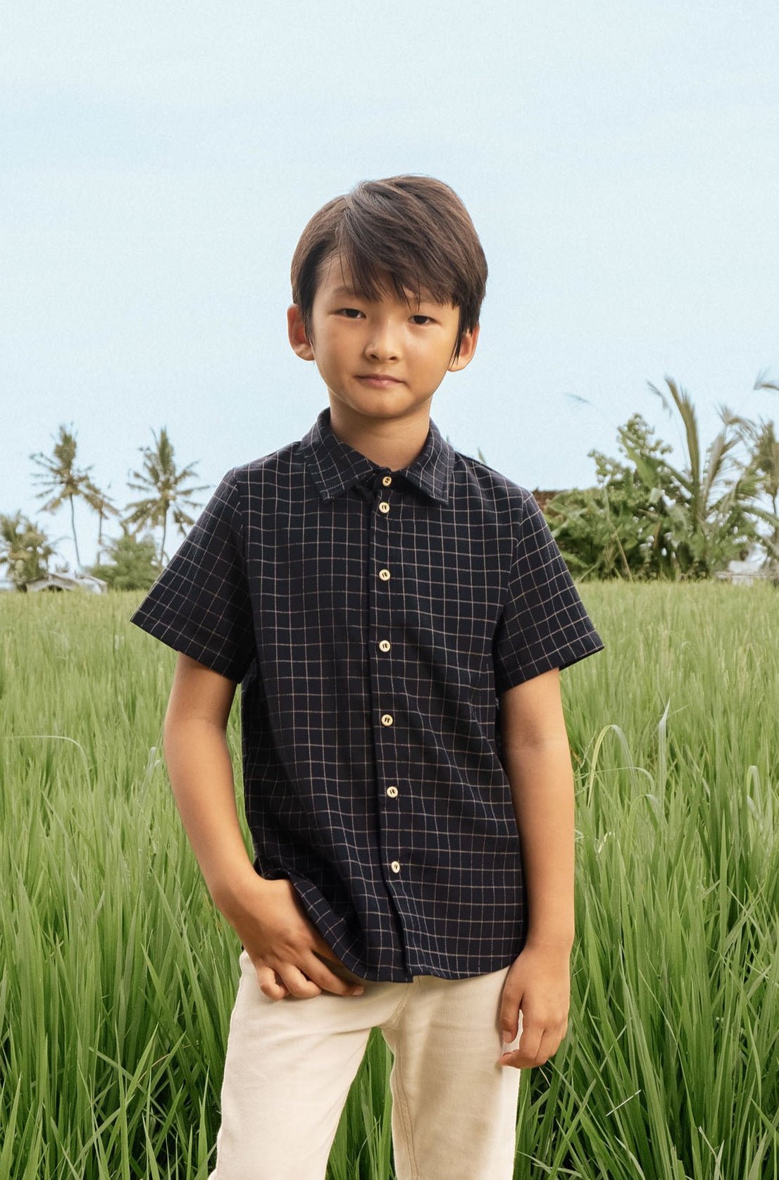 The Nusantara Collection Boy Sunday Shirt Checked Black - Umbi