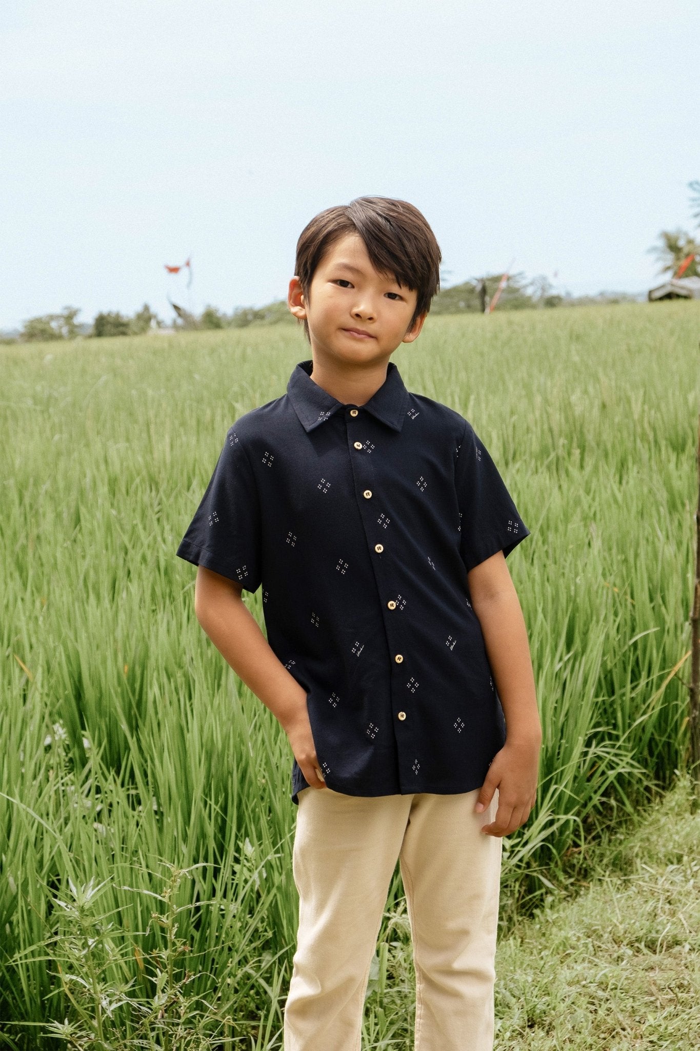 The Nusantara Collection Boy Sunday Shirt Malam Print - Umbi
