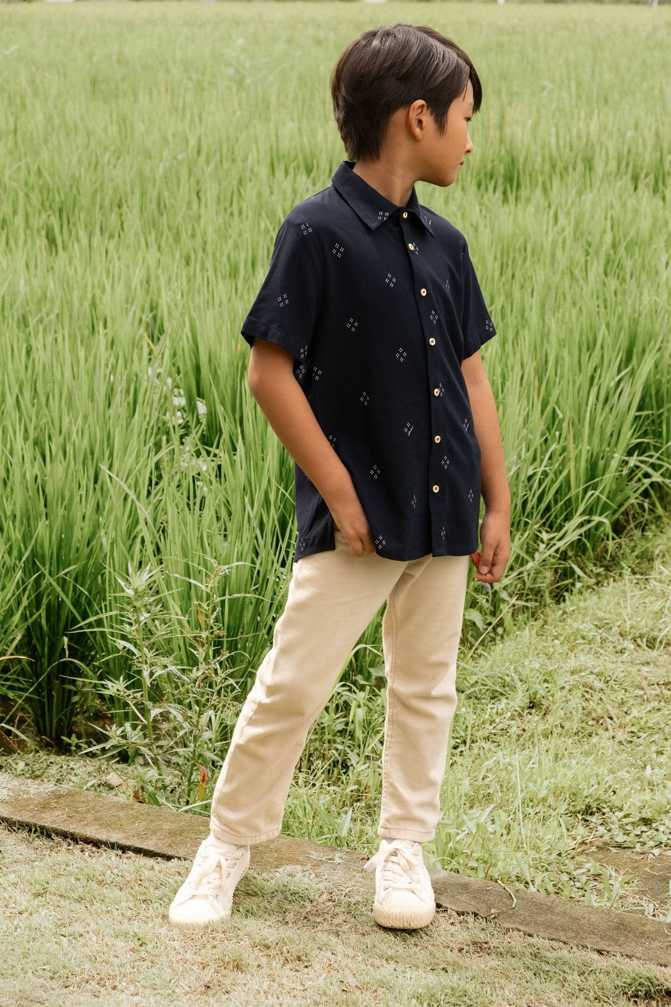 The Nusantara Collection Boy Sunday Shirt Malam Print - Umbi