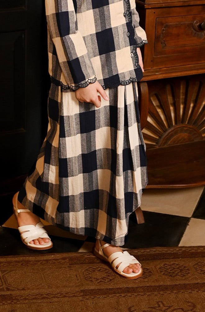 The Nusantara Collection Girl Instant Pareo Skirt Checked Navy - Umbi