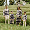 The Nusantara Collection Girl Kebaya Top with Embroidery Checked Navy - Umbi