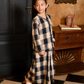The Nusantara Collection Girl Kebaya Top with Embroidery Checked Navy - Umbi