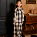 The Nusantara Collection Girl Kebaya Top with Embroidery Checked Navy - Umbi