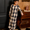 The Nusantara Collection Girl Kebaya Top with Embroidery Checked Navy - Umbi