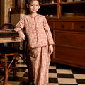The Nusantara Collection Girl Kebaya Top with Embroidery Checked Red - Umbi