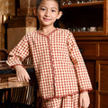 The Nusantara Collection Girl Kebaya Top with Embroidery Checked Red - Umbi