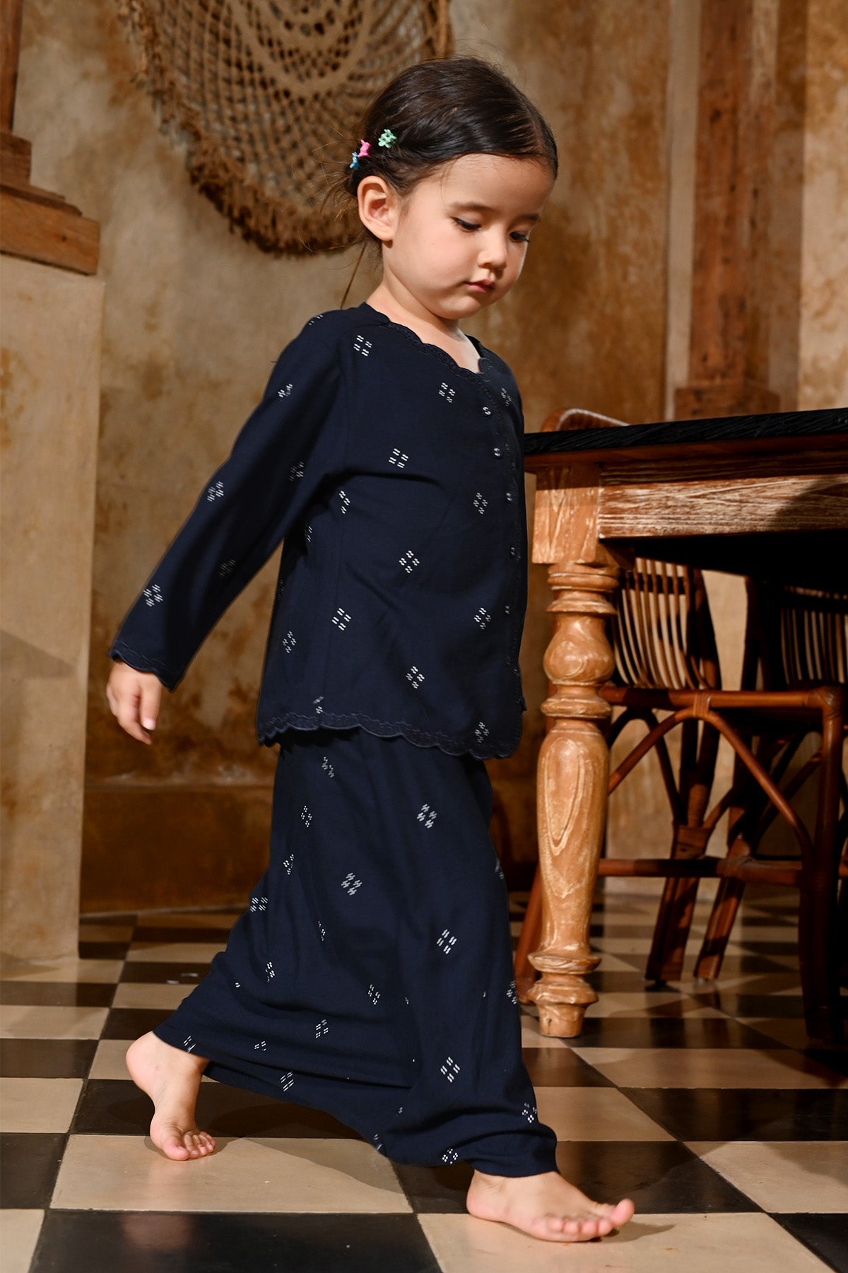 The Nusantara Collection Girl Kebaya Top with Embroidery Malam Print - Umbi