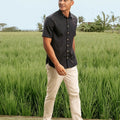 The Nusantara Collection Men Holiday Shirt Checked Black - Umbi