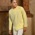 The Nusantara Collection Men Long Sleeve Kurta Butter Yellow - Umbi
