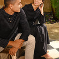 The Nusantara Collection Men Long Sleeve Kurta Checked Black - Umbi