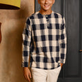 The Nusantara Collection Men Long Sleeve Kurta Checked Navy - Umbi