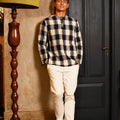 The Nusantara Collection Men Long Sleeve Kurta Checked Navy - Umbi