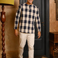 The Nusantara Collection Men Long Sleeve Kurta Checked Navy - Umbi
