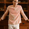 The Nusantara Collection Men Long Sleeve Kurta Checked Red - Umbi