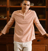 The Nusantara Collection Men Long Sleeve Kurta Checked Red - Umbi
