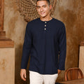 The Nusantara Collection Men Long Sleeve Kurta Navy Blue - Umbi