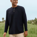 The Nusantara Collection Men Long Sleeve Kurta Navy Blue - Umbi