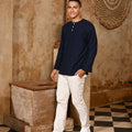 The Nusantara Collection Men Long Sleeve Kurta Navy Blue - Umbi
