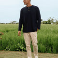The Nusantara Collection Men Long Sleeve Kurta Navy Blue - Umbi