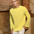 The Nusantara Collection Men Long Sleeve Kurta Sinar Print - Umbi