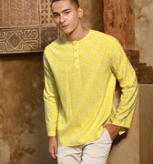 The Nusantara Collection Men Long Sleeve Kurta Sinar Print - Umbi