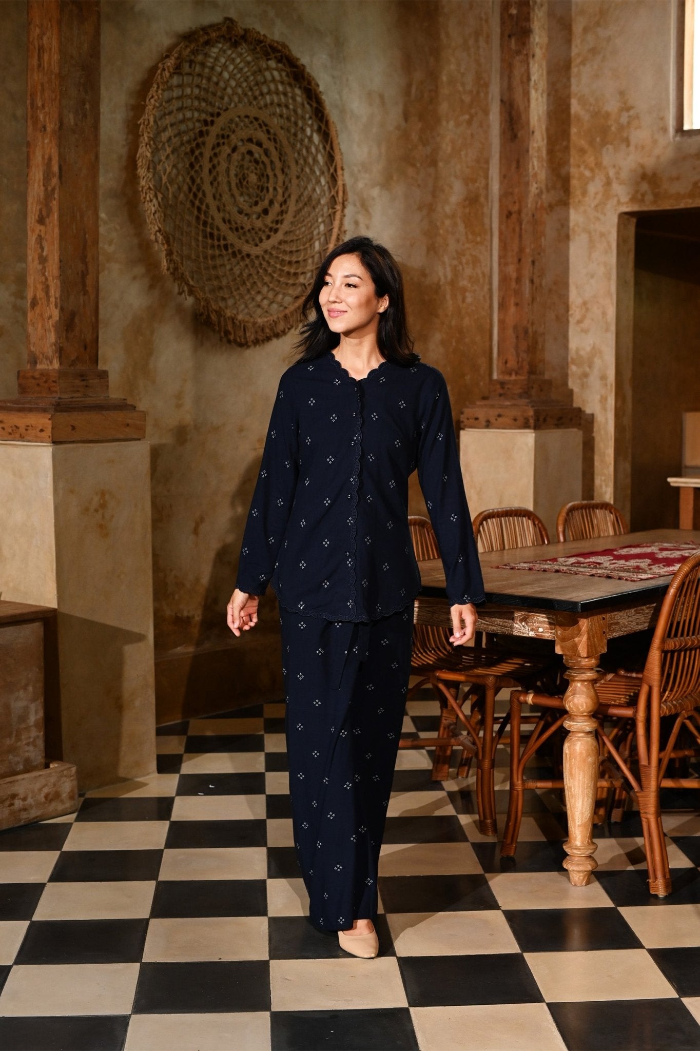 The Nusantara Collection Women Kebaya Top with Embroidery Malam Print - Umbi