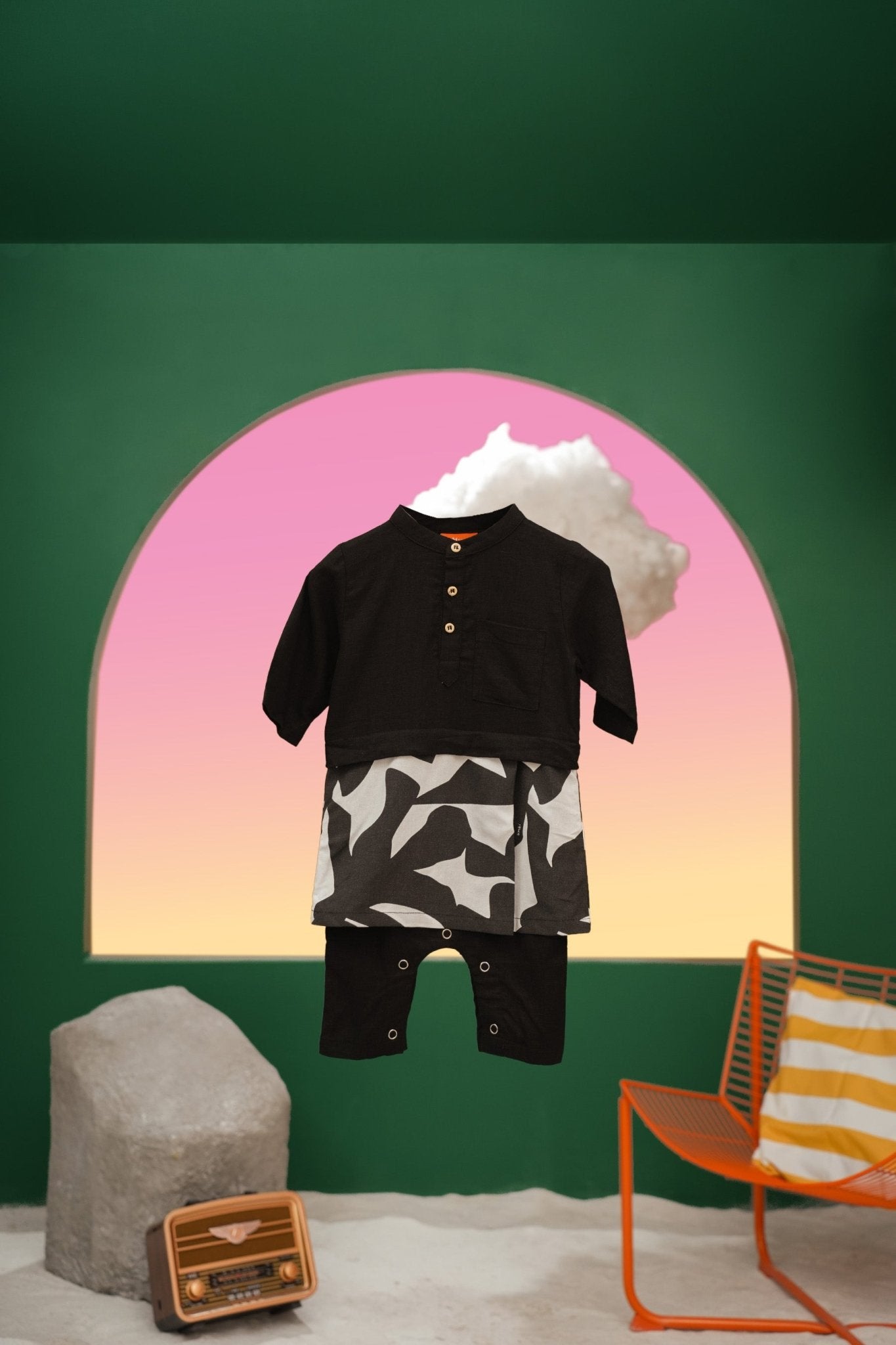 The Oasis Baby Baju Melayu 3 - in - 1 Set Black - Umbi