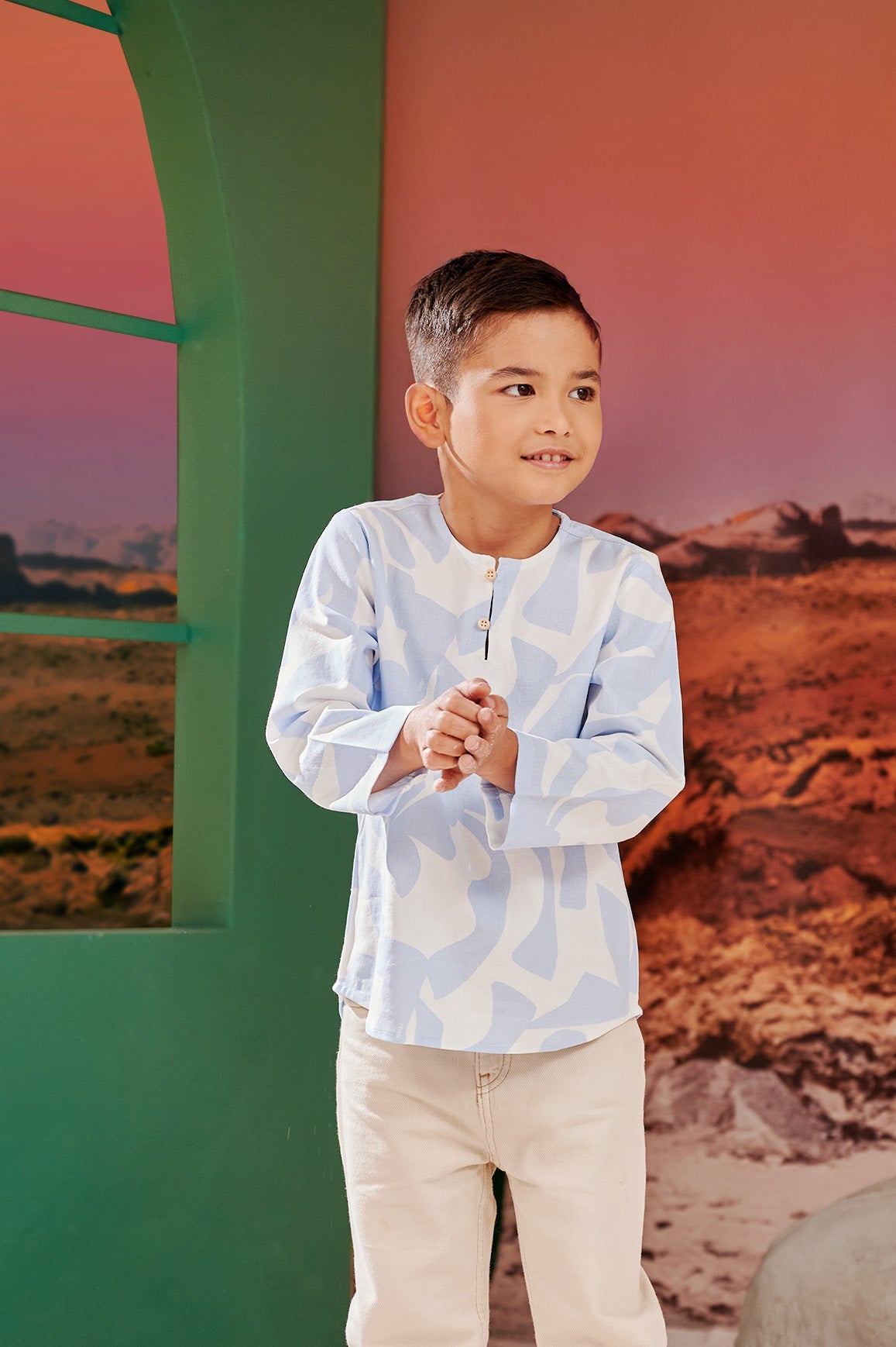 The Oasis Boy Kurta Mirage Print - Umbi