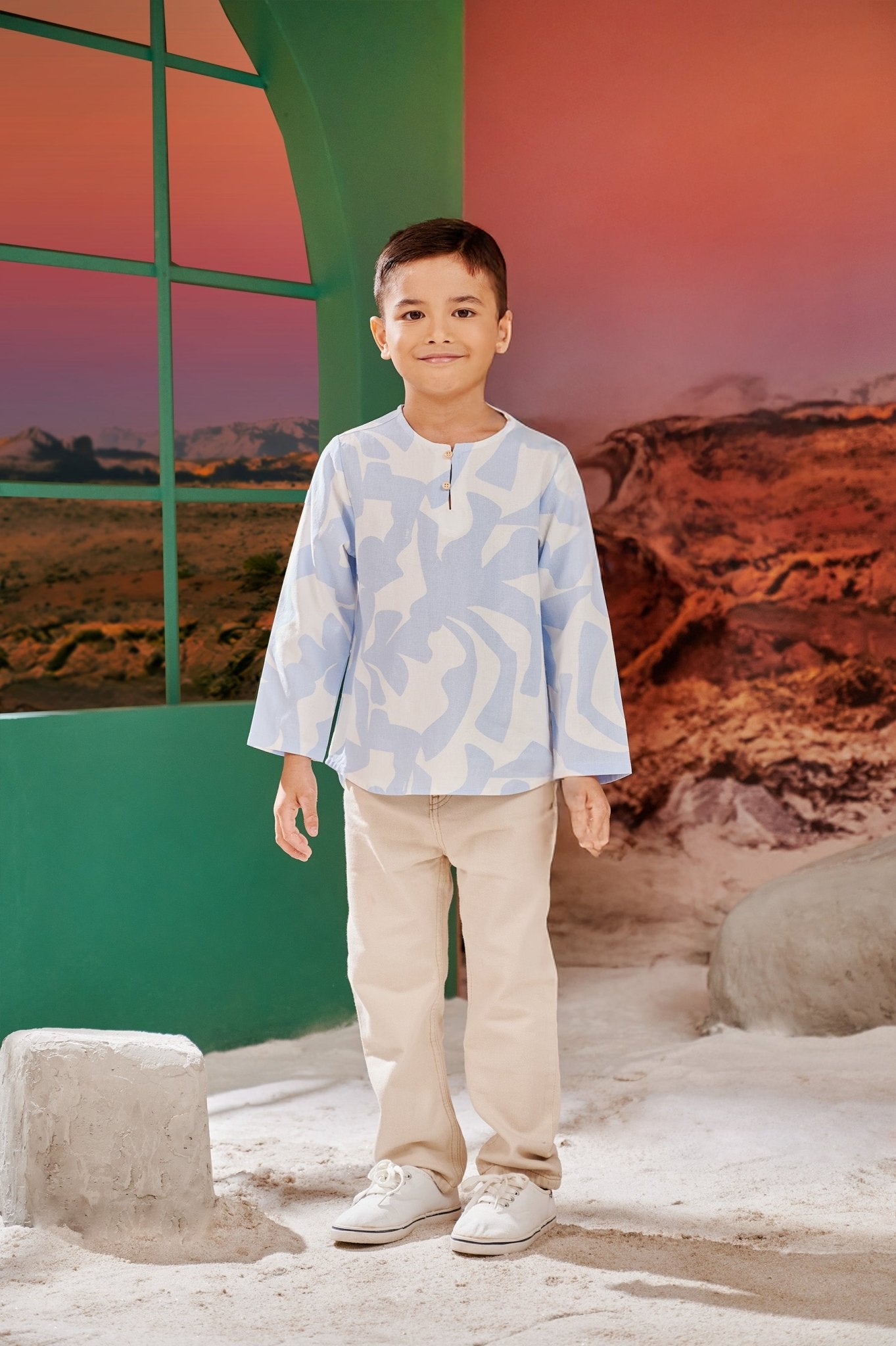 The Oasis Boy Kurta Mirage Print - Umbi