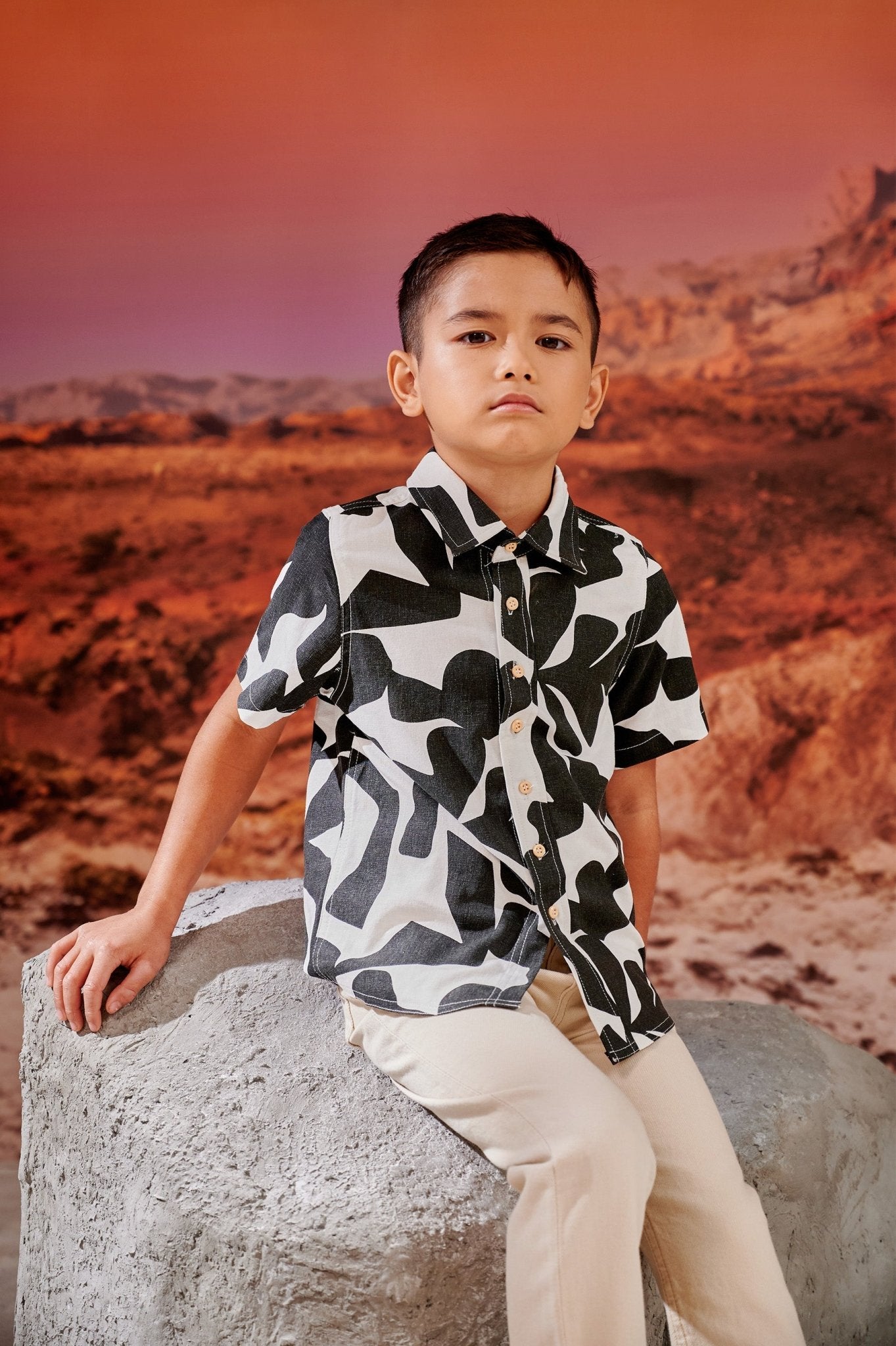 The Oasis Boy Sunday Shirt Shadow Print - Umbi