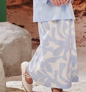 The Oasis Girl Column Skirt with Back Pleats Mirage Print - Umbi