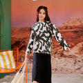 The Oasis Girl Kurung Top with Scallop Embroidery Shadow Print - Umbi