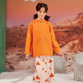 The Oasis Girl Mandarin Collar Kurung Top Orange - Umbi