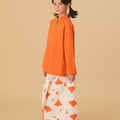 The Oasis Girl Mandarin Collar Kurung Top Orange - Umbi