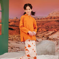 The Oasis Girl Mandarin Collar Kurung Top Orange - Umbi