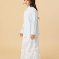 The Oasis Girl Mandarin Collar Kurung Top Sky Blue - Umbi