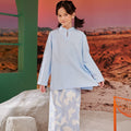 The Oasis Girl Mandarin Collar Kurung Top Sky Blue - Umbi