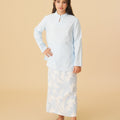 The Oasis Girl Mandarin Collar Kurung Top Sky Blue - Umbi