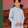 The Oasis Girl Mandarin Collar Kurung Top Sky Blue - Umbi