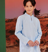 The Oasis Girl Mandarin Collar Kurung Top Sky Blue - Umbi