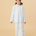 The Oasis Girl Mandarin Collar Kurung Top Sky Blue - Umbi