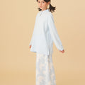 The Oasis Girl Mandarin Collar Kurung Top Sky Blue - Umbi