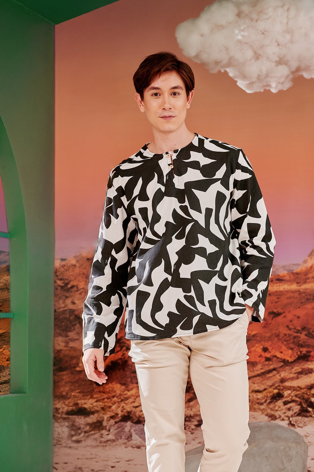 The Oasis Men Kurta Shadow Print - Umbi