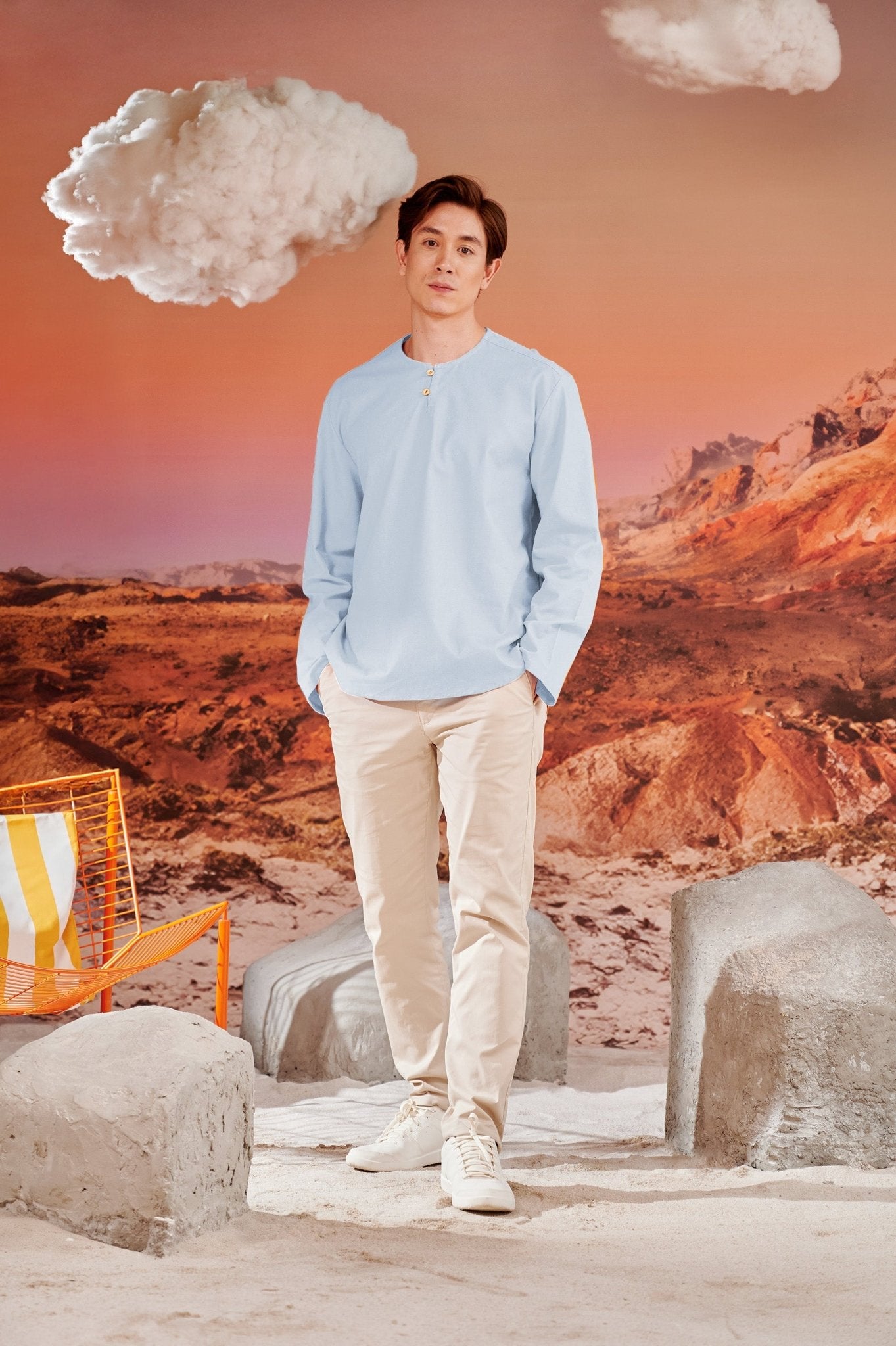 The Oasis Men Kurta Sky Blue - Umbi