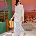 The Oasis Women Column Skirt with Back Pleats Mirage Print - Umbi