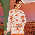 The Oasis Women Kurung Top with Scallop Embroidery Desert Print - Umbi