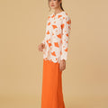 The Oasis Women Kurung Top with Scallop Embroidery Desert Print - Umbi
